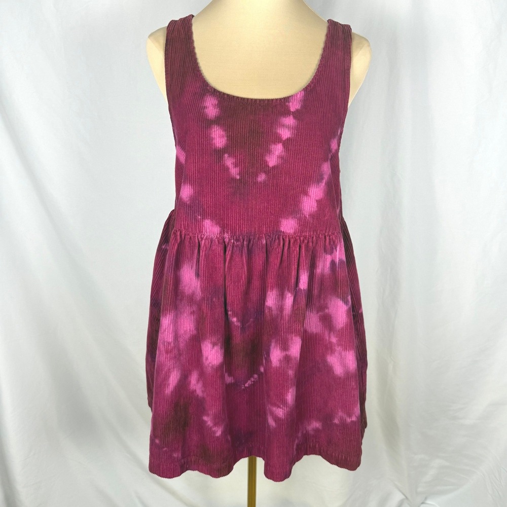 Kimchi Blue Corduroy Tie Dye Plum Babydoll Mini Dress Sz S EUC Urban Outfitters